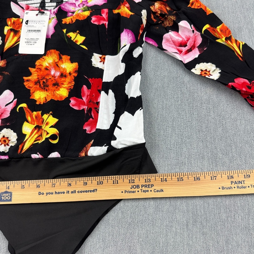 Desigual Bodysuit Womens Large Black M. Christian Lacroix Floral Long Sleeve NWT - Picture 6 of 11